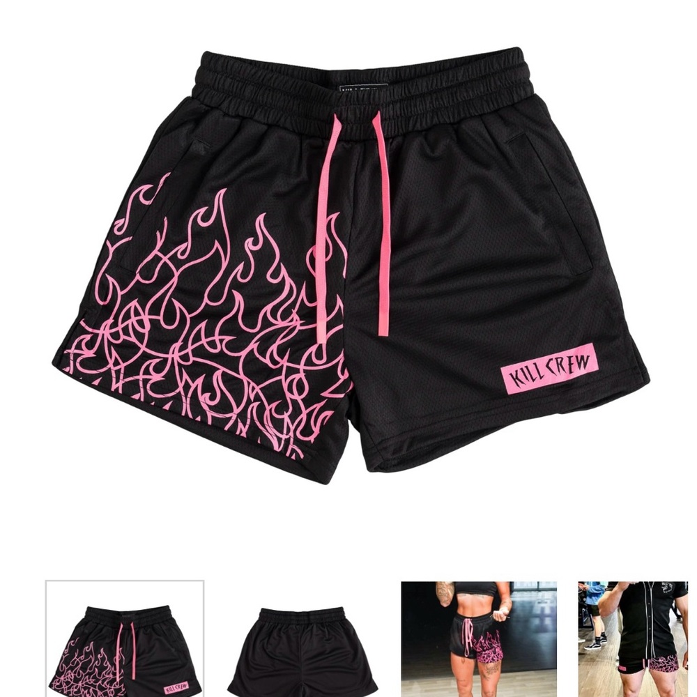 Kill Crew Women's Athletic Shorts with Pink Flames